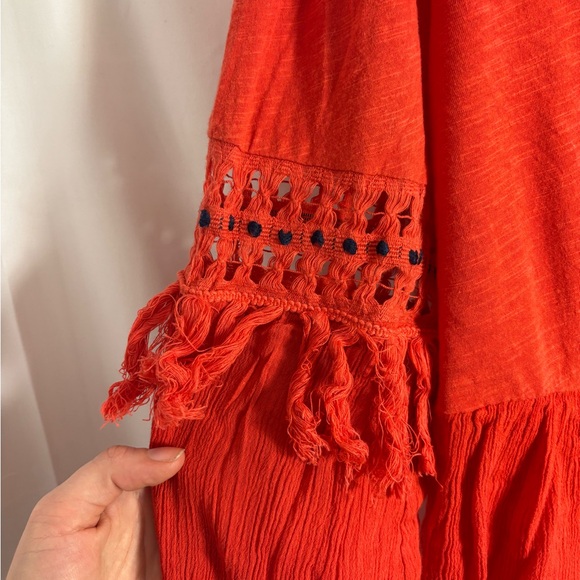 100% Cotton Brick Red Lucky Brand Boho Blouse Size M - Picture 12 of 13